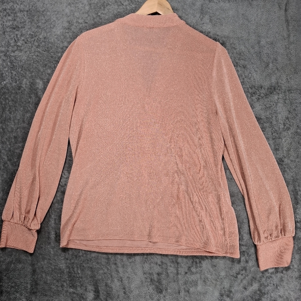 Adrianna Papell Long Sleeve Blouse Women's Size Large Faux Wrap blush/rose color - Picture 10 of 13